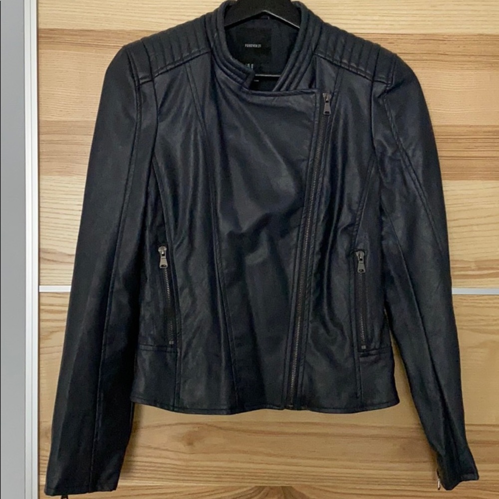 Faux leather jacket-Dark Gray Medium